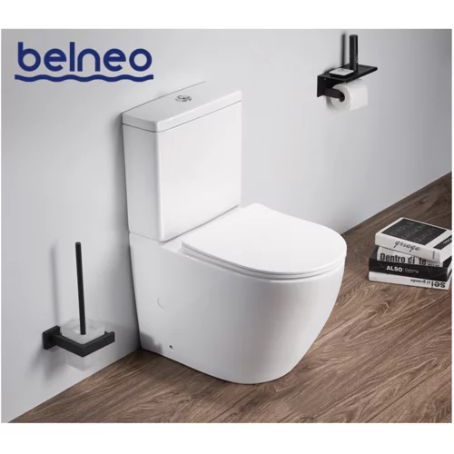 Belneo talna brezrobna WC školjka z ultra tanko desko s počasnim zapiranjem MS2342MNB