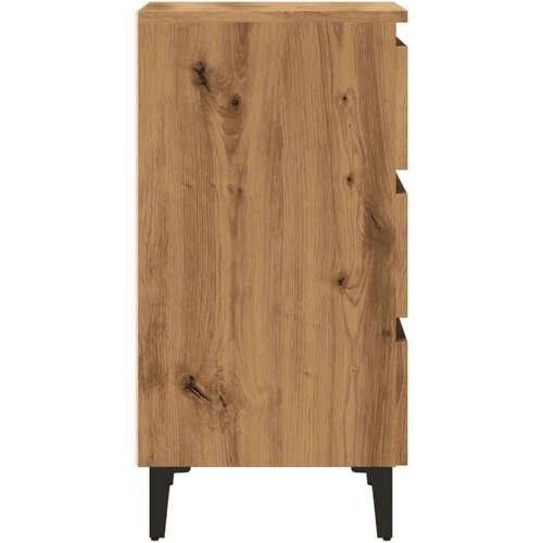 VidaXL Krevetni ormarić s metalnim nogama Artisan hrast 40x35x69 cm Slike