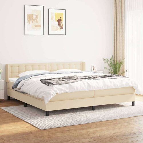  Krevet s oprugama i madracem krem 200 x 200 cm od tkanine Slike