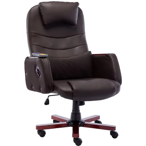  Masažna uredska stolica od umjetne kože smeđa