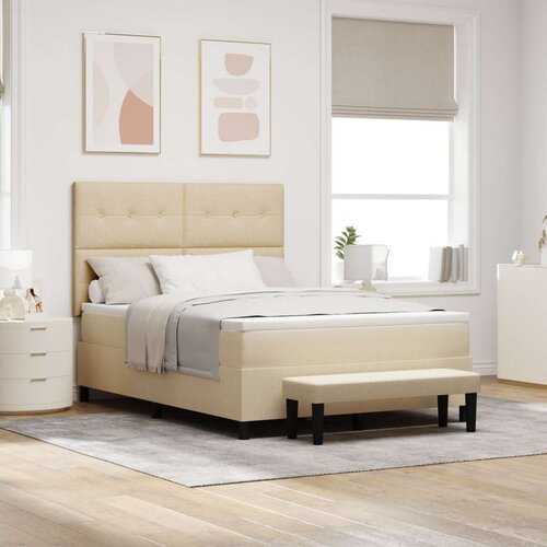  Okvir kreveta s madracem Set od 2 Bež Tkanina 140 x 200 cm Slike