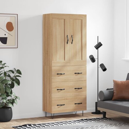 vidaXL Visoka komoda sonoma hrast 69,5x34x180 cm inženirski les Cene