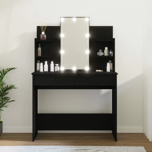  Toaletni stolić s LED svjetlima crni 96 x 40 x 142 cm