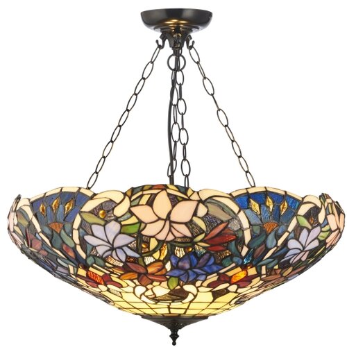 Endon 111887 - Luster na lancu Tiffany SULLIVAN 3xE27/10W/230V prečnik 57 cm Slike