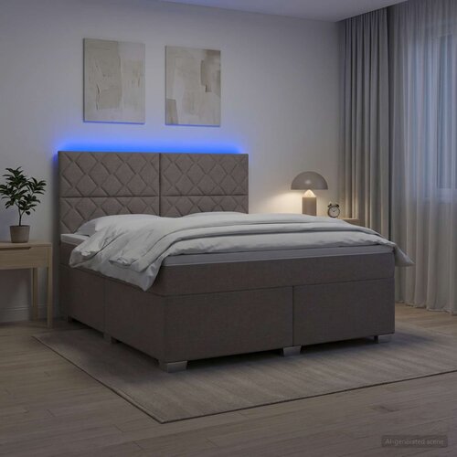  Boxspring krevet s madracem Sivosmeđa 160 x 200 cm Tkanina Smeđesiva 160 x 200 x 140.5 cm Slike