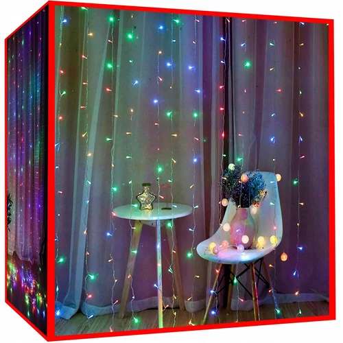  Novoletne lučke zavesa 300 LED RGB barvne 3m - 8 funkcij