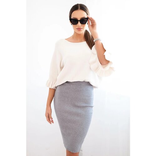 Kesi Włoski Women&amp;#039;s viscose skirt made of elastic knit gray Slike
