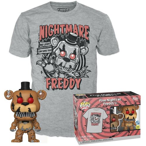 Funko Set Bobble Figure Five Nights at Freddy's POP! & Tee - Nightmare Freddy - L Cene