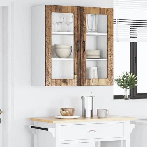  Zidni stakleni ormarić Staro drvo 80 x 31 x 80 cm Slike
