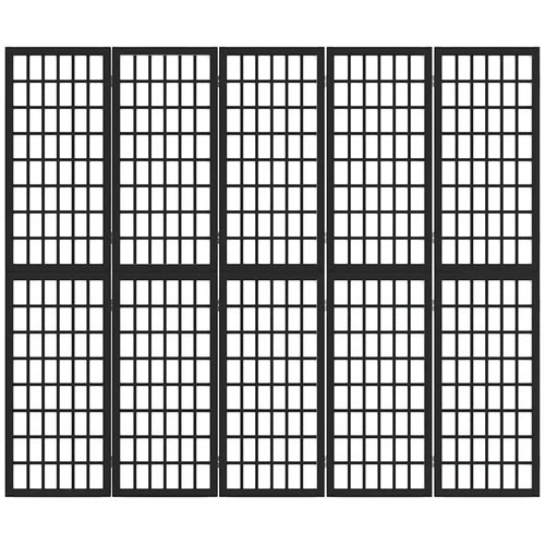  Sklopiva sobna pregrada 5 panela japanski stil 200x170 cm crna Slike