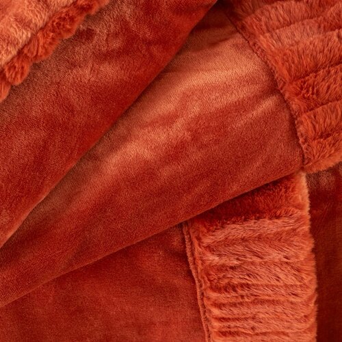 Catherine Lansfield Narančasta deka od mikropli&amp;scaron;a 150x200 cm Velvet and Faux Fur &amp;ndash; Slike