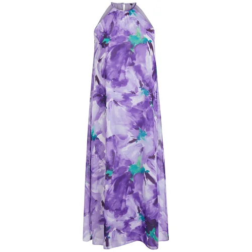 Trendyol Purple Floral Shift Midi Woven Dress