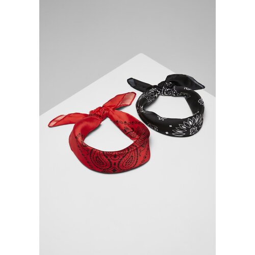 Urban Classics Satin Bandana 2-Pack Black/red Cene