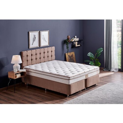 Hanah home Helen - Light Brown (120 x 200) Light Brown Single Mattress, Base & Headboard Cene