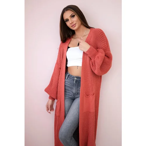 Kesi Włoski Sweater long cardigan light pink