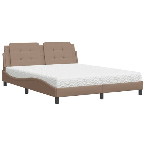 VidaXL Krevet s madracem cappuccino 160x200 cm od umjetne kože Slike