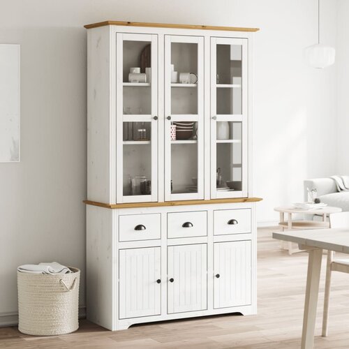 The Living Store Visoka omara BODO bela in rjava 115,5x43x200,5cm cm borovina - Visoka Omarica, (21430115) Slike