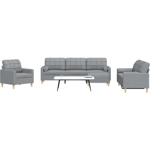 vidaXL 4-dijelni set sofa s tabureom jastucima svjetlosivi od tkanine Cene