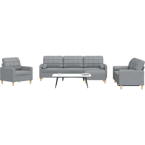 vidaXL 4-dijelni set sofa s tabureom jastucima svjetlosivi od tkanine