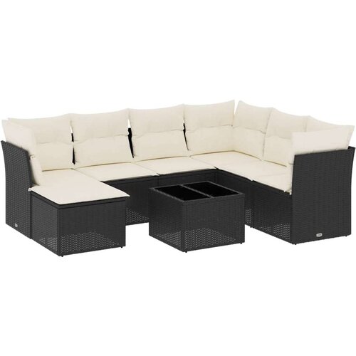  8-dijelni set vrtnih sofa od poliratana s jastucima crni Slike