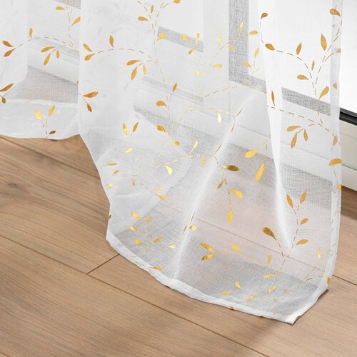 Douceur d int&amp;eacute;rieur Bijela/u zlatnoj boji prozirna zavjesa 140x240 cm Floressia &amp;ndash; Slike