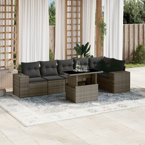  7-dijelni set vrtnih sofa sivi od poliratana Slike