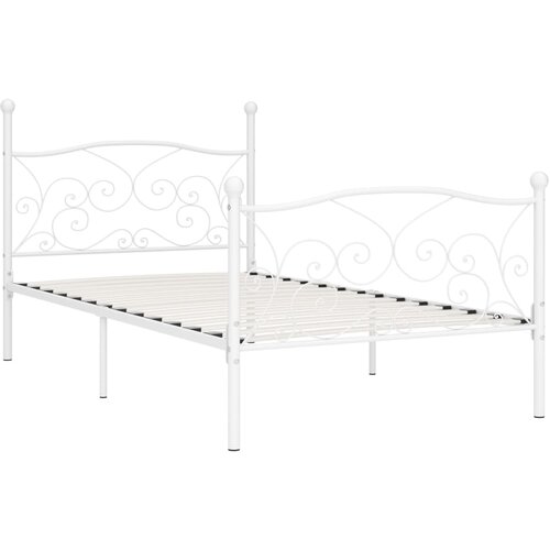 Maison Chic Posteljni okvir - Enojna postelja - Postelja za odrasle z letvenim dnom bel kovinski 90x200 cm-J9248, (21764732) Cene