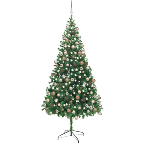  Umjetno božićno drvce LED s kuglicama 210 cm 910 grana