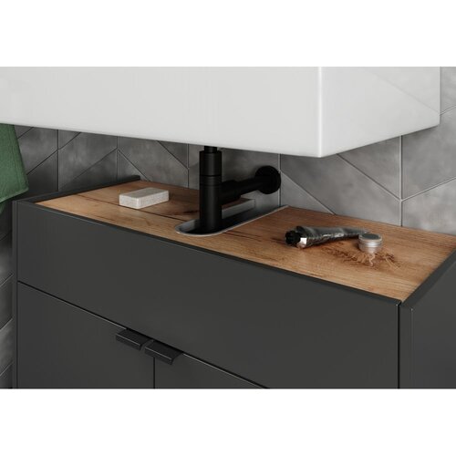 Germania antracitno siva omarica za pod umivalnik 80x60 cm forano Slike