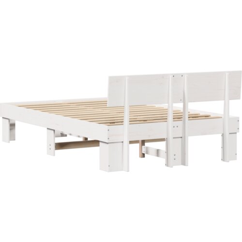 VidaXL Konstrukcija postelje Bela 120 x 190 cm Masivno borovo les Slike