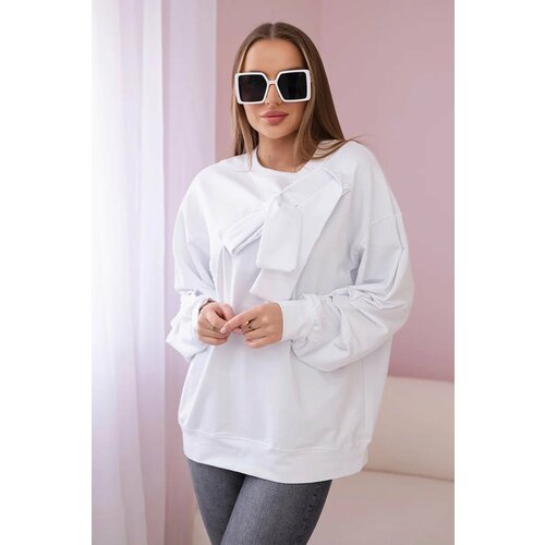 Kesi Cotton blouse with bow in white Slike