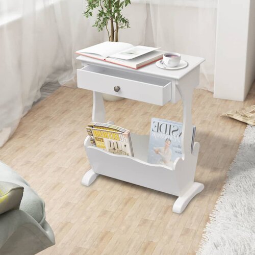 VidaXL Stojalo za revije Melrose belo, (21420120) Slike