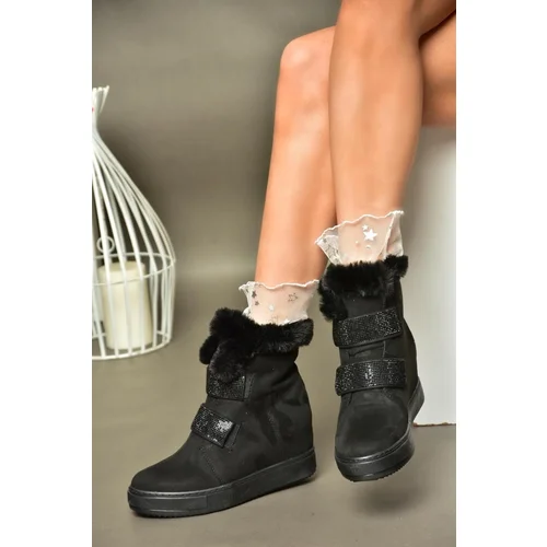 Fox Shoes R602891602 Women's Black Suede Wedge Heels Boots