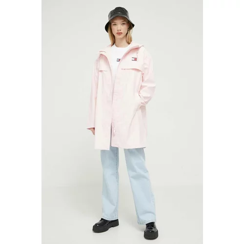 Tommy Jeans Vodoodporna jakna ženska, roza barva