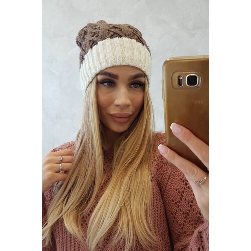 Kesi Cap with fleece Bibiana K264 ecru + mocca Slike