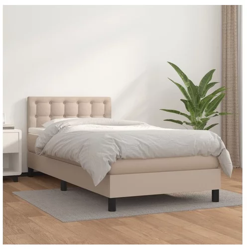  Box spring postelja z vzmetnico kapučino 90x190 cm umetno usnje