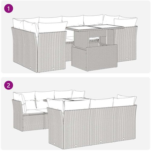 VidaXL 7-dijelni set vrtnih sofa sivi od poliratana Slike