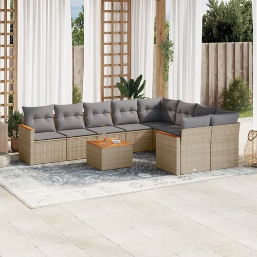 vidaXL 10-dijelni set vrtnih sofa s jastucima bež od poliratana Cijene