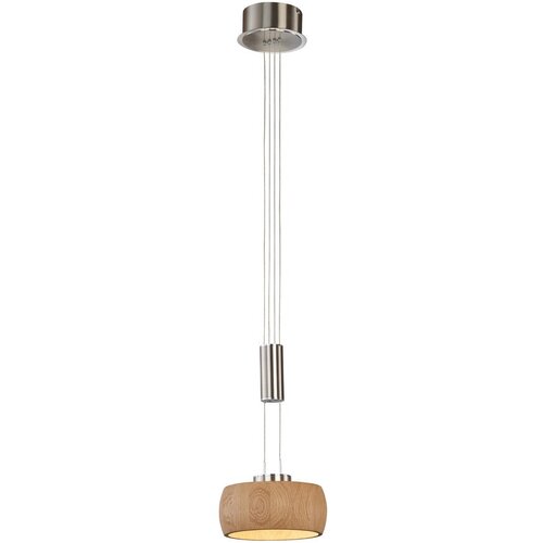 Fischer &amp;amp; Honsel LED viseća svjetiljka s mogućnosti zatamnjivanja u srebrnoj boji/u prirodnoj boji s drvenim sjenilom &amp;oslash; 21 cm Shine-wood &amp;ndash; Slike