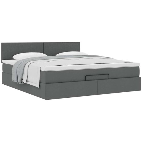 VidaXL Otomanski krevet s madracem tamnosivi 160x200cm od tkanine Slike