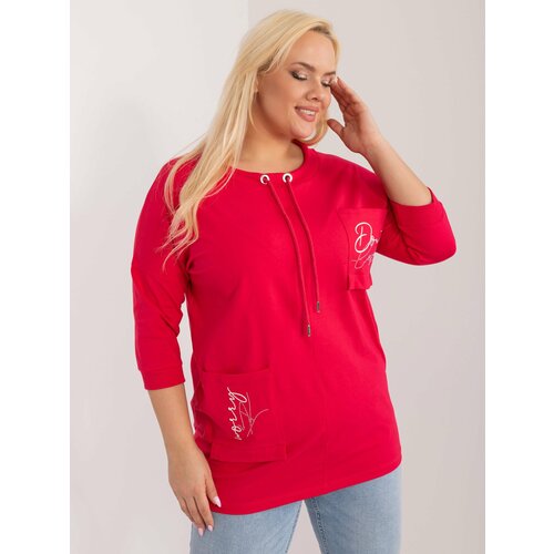 Fashion Hunters red loose blouse plus size with 3/4 sleeves Cene