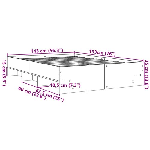  Okvir kreveta bez madraca smeđi hrast 140x190 cm izrađeno drvo Slike