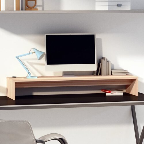 VidaXL Stalak za monitor 100 x 27 x 15 cm od masivne borovine Slike