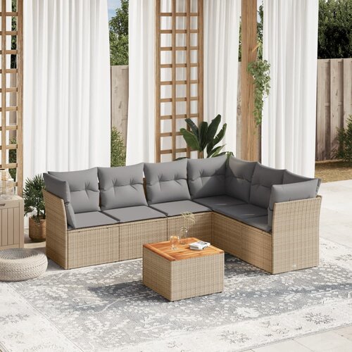 vidaXL 7-dijelni set vrtnih sofa s jastucima bež od poliratana Cijene