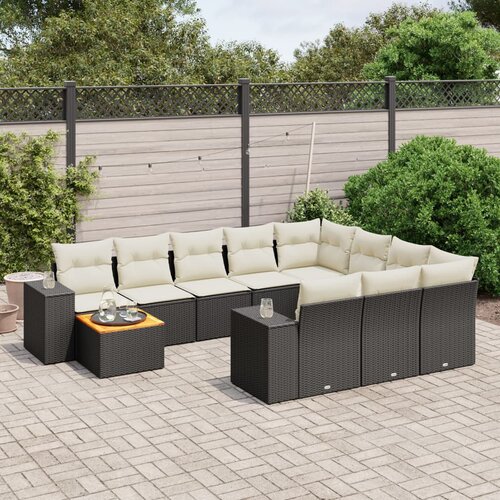  11-dijelni set vrtnih sofa od poliratana s jastucima crni Cijene
