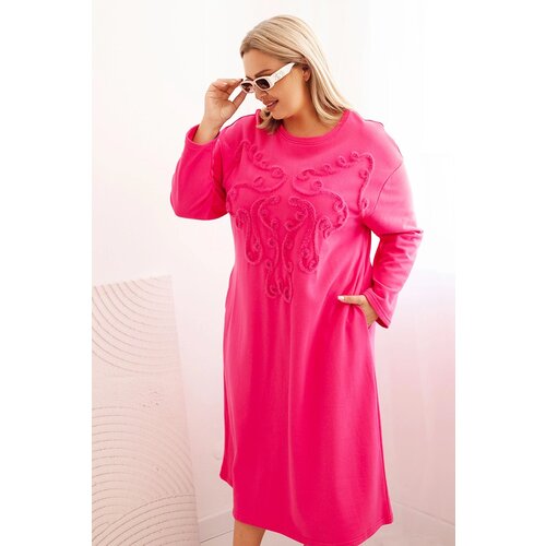 Kesi Włoski Plus Size women's dress with cotton embroidery pink Cene