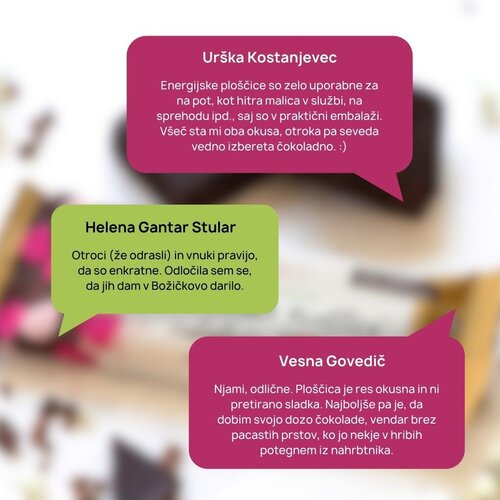 Malinca energijska ploščica čokolada 16+4 gratis Cene