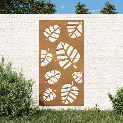 vidaXL Vrtna stenska dekoracija 105x55 cm corten jeklo drevo Cene