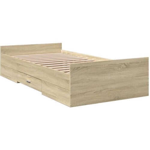 VidaXL Posteljni okvir s predali sonoma hrast 100x200cm inženirski les, (21128195) Slike