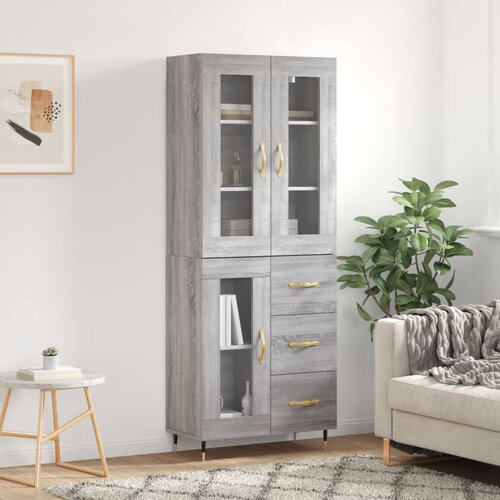 vidaXL Visoka komoda siva sonome 69 5x34x180 cm od konstruiranog drva Cijene